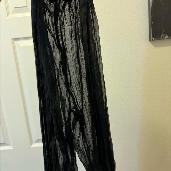 Simonett Flare Pants Underpants Crinkled Sheer Black Coverup Size S M $109 - Picture 5 of 7